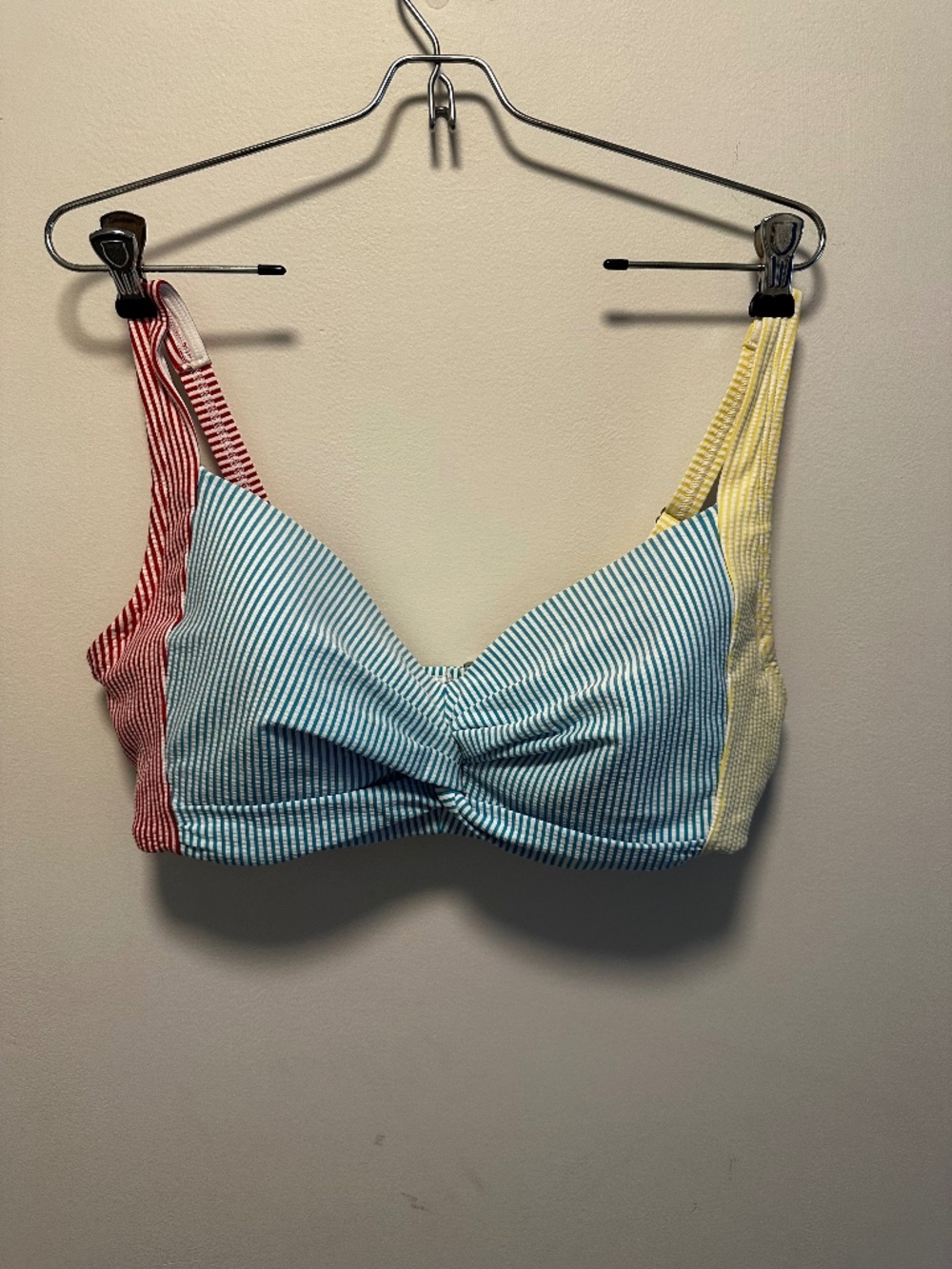 Woman's Twist Bikini Top Lands End 12 D Seersucker Multicolor Nylon Spandex